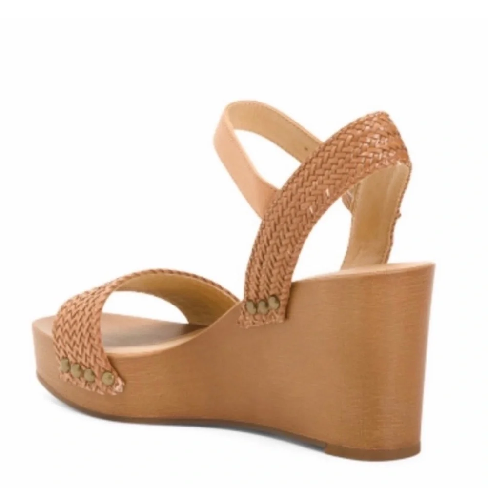 Lucky Brand Woven Platform Wedge Zyler Macaroon Weevel Weave Sandal Size 8.5